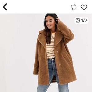 Abercrombie & Fitch Sherpa Teddy Coat in Camel Brown